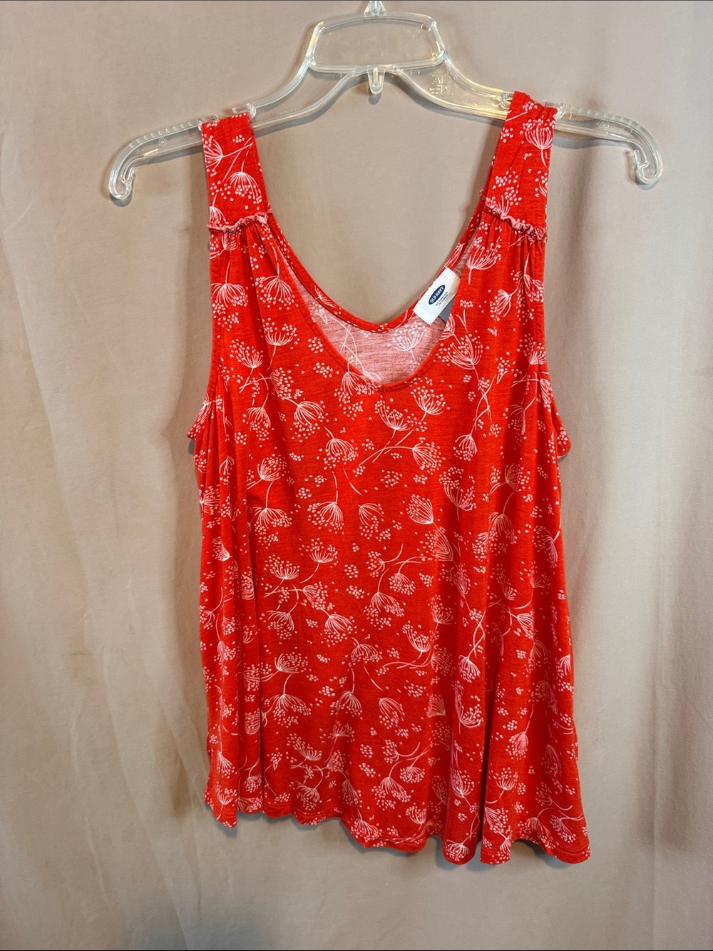 Old Navy Red Floral V-Neck Sleeveless Tank